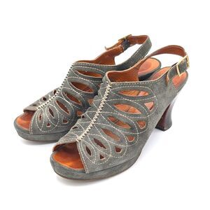 Chie Mihara Sandals Gray Suede Strap Women's Size EU 37.5 / US 7.5